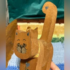 Accents | Vintage Primitive Rustic Painted Wood Kitty Cat | Poshmark